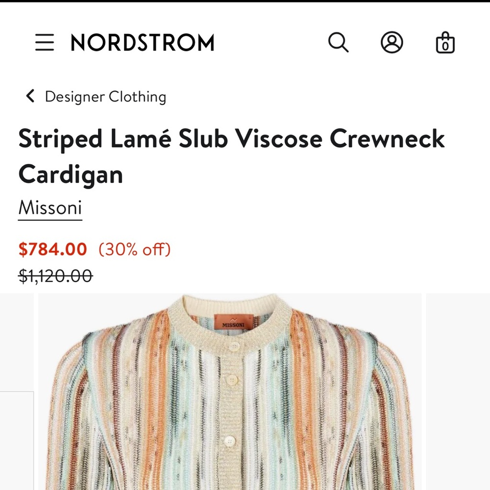 1970’s Missoni Cream Brown and Pink Striped Cardigan Set